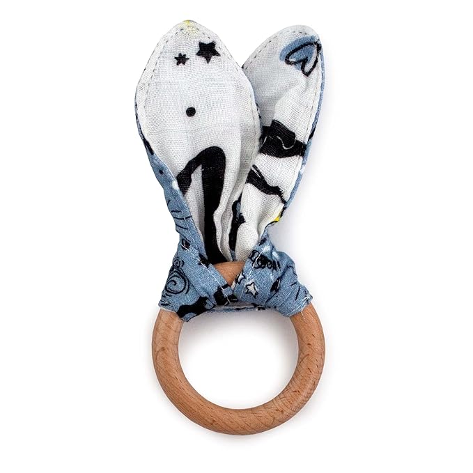 Kanga Care Baby Soft Muslin Sensory Crinkle Bunny Ear Wood