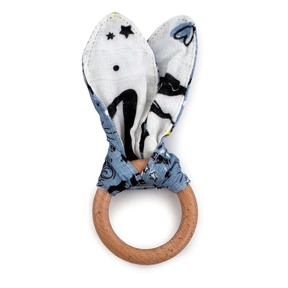Kanga Care Baby Soft Muslin Sensory Crinkle Bunny Ear Wood