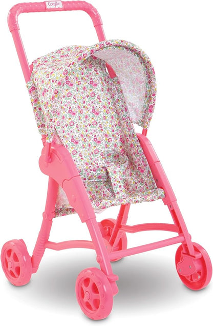 Corolle Baby Doll Stroller with Folding Canopy - Mon Premier Poupon Accessory Fits 12" Dolls, Pink/Floral Pattern 18 Months