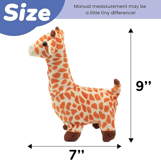 Hopearl Walking Giraffe Interactive Electronic Pet Plush Jirafa Toy with Sounds and Movements Animated Shaking Tail Gifts for Toddlers Birthday, Brown 9''