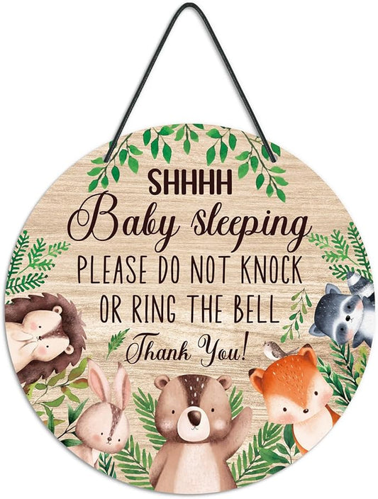 Putuo Decor Shh Baby Sleeping Door Sign for Front Door