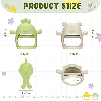 2 Packs Baby Teething Toys Silicone Teething Mittens for Infants 3 Months+, Never Drop & Easy to Hold Teethers