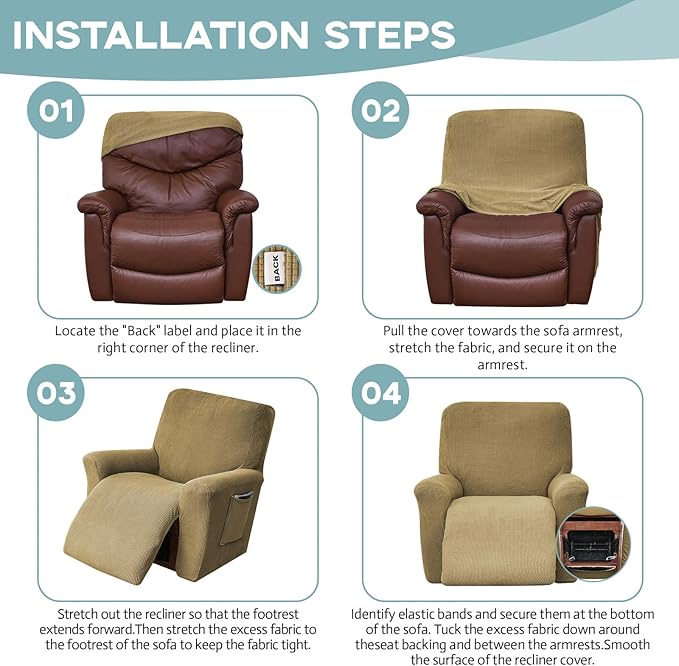 Recliner Chair Cover Lazy Boy Recliner Covers Recliner Covers for Recliner Chair 1 Piece Furniture Protector Prevent wear and pet Hair（Recliner,Tan Brown）