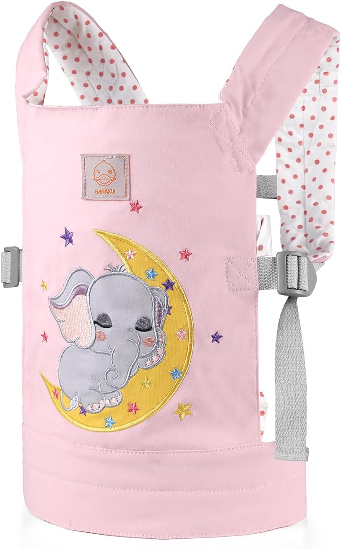 GAGAKU Baby Doll Carrier Kids Toy Baby Carrier Dolls Toy Baby Doll Sling Reborn Baby Doll Carrier with Adjustable Straps for Stuffed Animal Doll Accessories - Pink