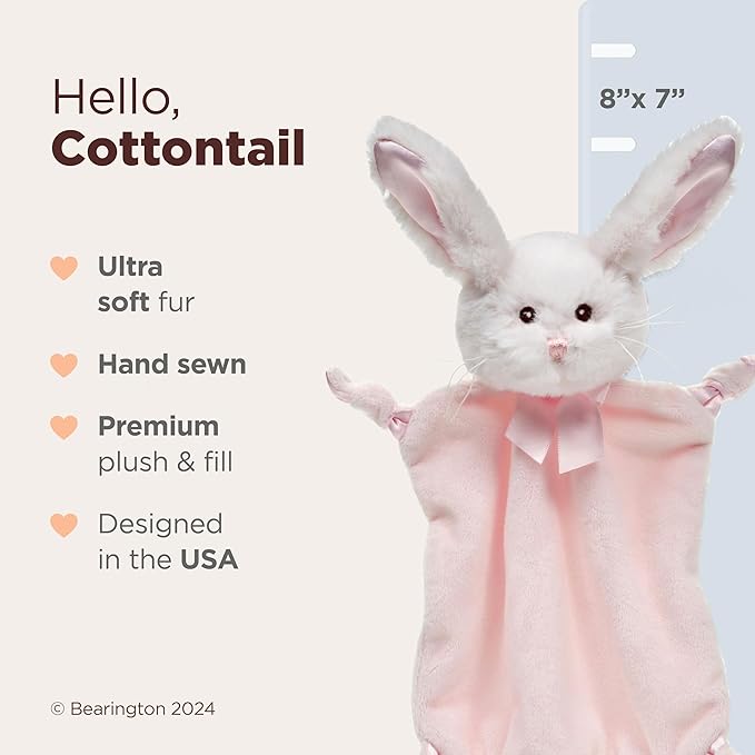 Bearington Baby Wee Cottontail, 8 x 7 Inch Small Bunny Stuffed Animal