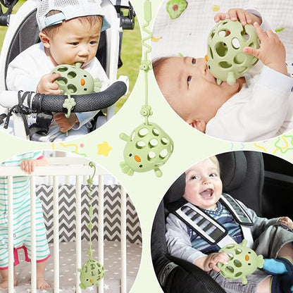Baby Teething Toy with A Toy Strap for Babies 0-6 6-12 Months, Food-Grade Silicone Teething Mitten