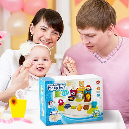 Interactive Baby Pop up Animal Toys, Montessori Toy Cause and Effect for 1 Year Old Boys Girls 9-12-18 Months 1-2