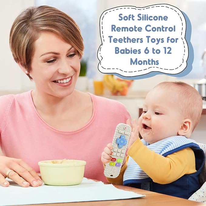 Teething Relief Teethers Toys for Babies 3-6 12 Months Gifts, Silicone Remote Control Baby Teether Toys for 3 6 9 Months Newborn Infant Boy Girl Autism
