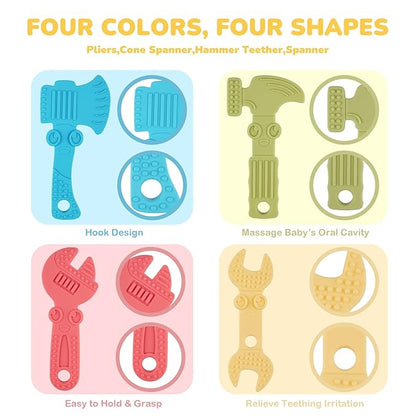 TYRY.HU Baby Teething Toys for Babies 0-6 Months 6-12 Months, BPA Free Silicone Baby Molar Teether Chew Toys 4 Packs