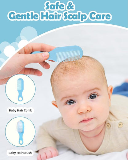 Baby Grooming and Health Kit, Lictin Nursery Care Kit, Newborn Safety Health Care Set with Hair Brush,Comb,Nail Clippers and More for Newborn Infant Toddlers Baby Boys,Baby Blue