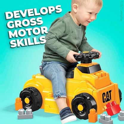 MEGA BLOKS First Builders Cat Toddler Building Blocks Toy Set, Build ‘n Play Ride-On with 11 Pieces and Storage 1+ Years