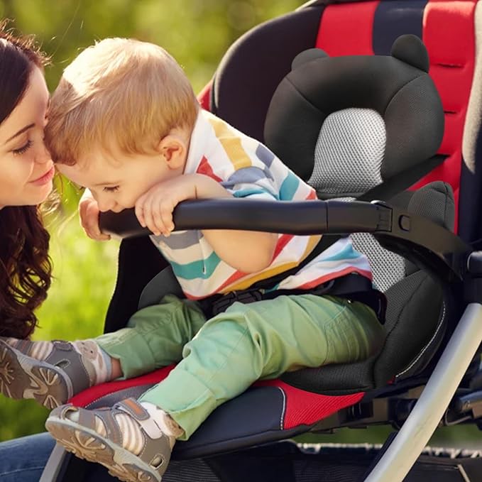 Baby Support Cushion - Breathable 3D Mesh Infant Insert for Strollers, Car Seats, High Chairs, and More - Perfect for Newborns (Black)