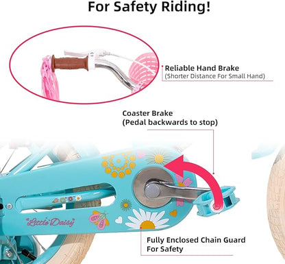 JOYSTAR Little Daisy Kids Bike for Girls Boys Ages 2-7 Years, 12 14 16 Inch Girls Bikes with Doll Bike Seat & Streamers
