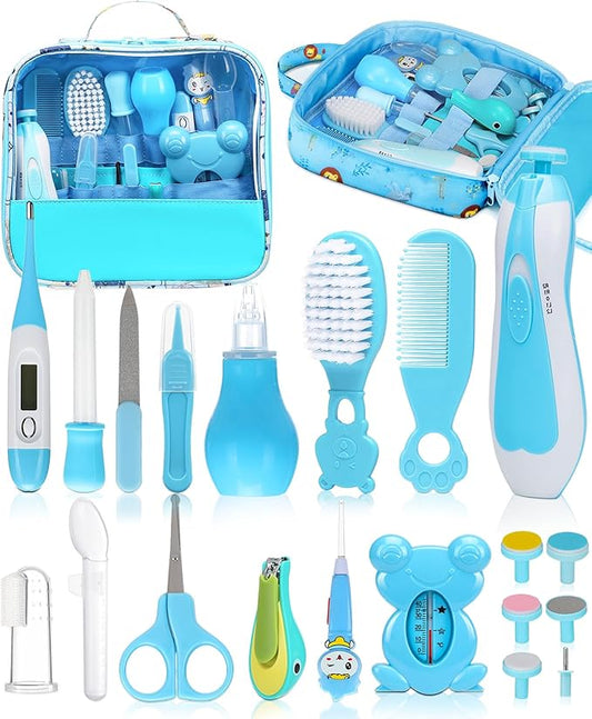 Baby Healthcare and Grooming Kit, Electric Safety Nail Trimmer Baby Nursery Kit, Newborn Care Kits with Hair Brush Comb for Newborn Infant Toddlers Baby Boys Girls Kids, Baby Shower Gifts