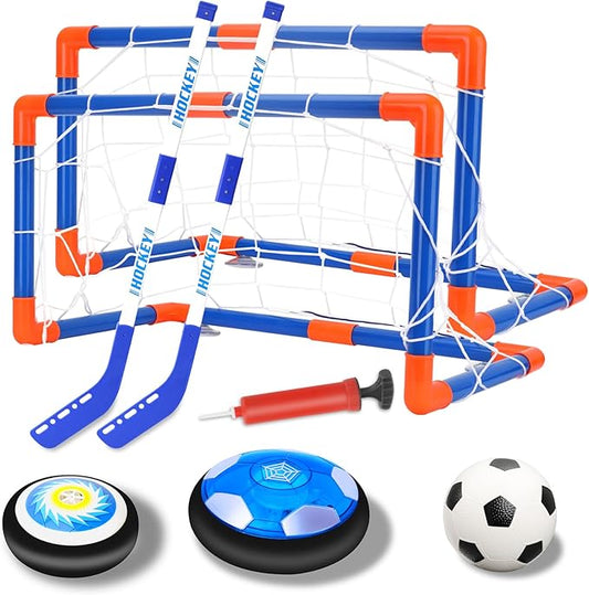Hover Soccer Ball Set for Kids, 3-in-1 Air Hover Soccer Hockey Toy Set 3-12 Years