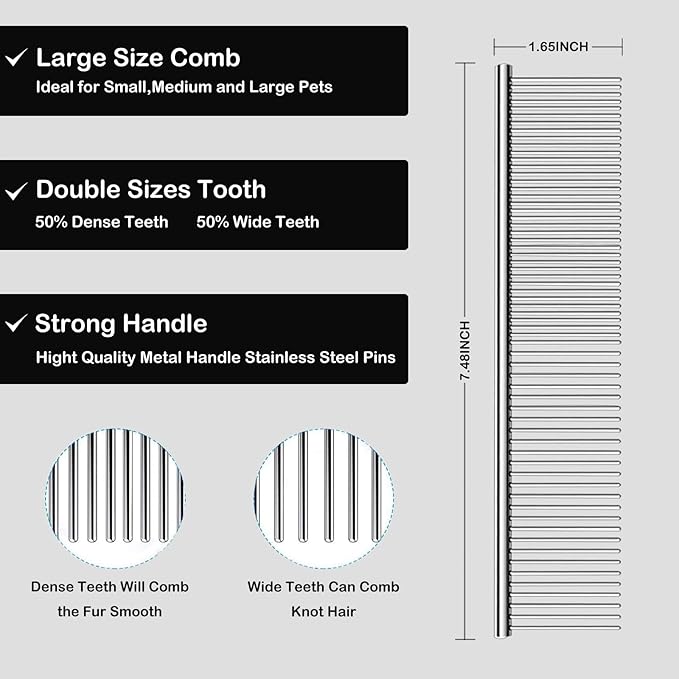 Dog Slicker Brush for Golden Doodle Grooming Kit - Dematting Brushes for Goldendoodles, Labradoodles, Poodles - Pet Hair Brush for Medium & Long Haired Dogs - Large (Black)