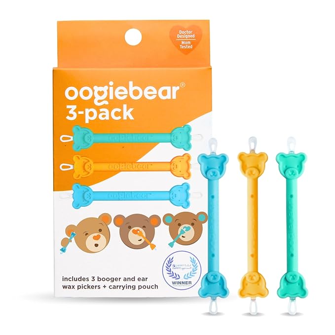 oogiebear: Baby Nose Cleaner & Ear Wax Removal Tool - Safe Booger & Earwax Removal for Newborns, Infants 3 Pack