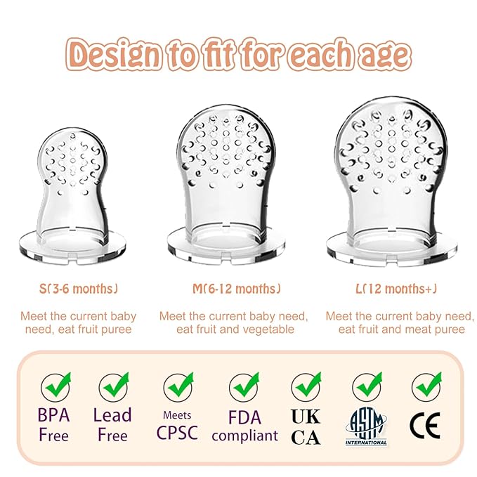Baby Solids/Frozen Fruit Feeder Pacifier, Infant Teether Toy 4M+ 2-Pack -