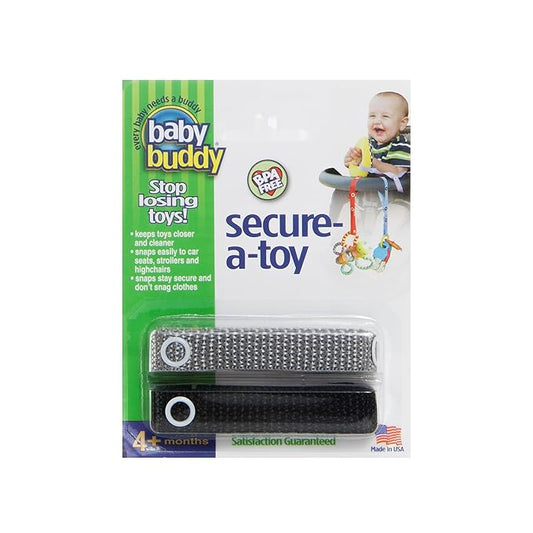 Baby Buddy Secure-a-Toy, Adjustable Pacifier and Teether Strap for Stroller 2 Pack