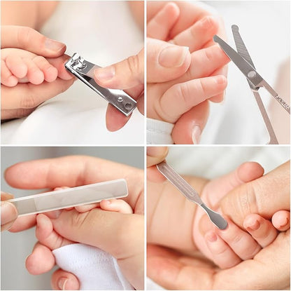 haakaa Baby Nail Clippers, 6-in-1 Baby Nail Care Kit with PU Storage Case, Nail Scissor, Cuticle Pusher, 2 Nail Files, Nail Clipper & Tweezer, Baby Manicure Set for Babies, Yellow