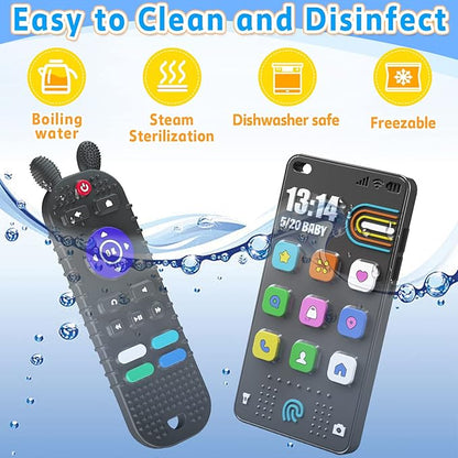 TV Remote Control Shape Baby Teething Toys and Phone Shape 6-12 Months,