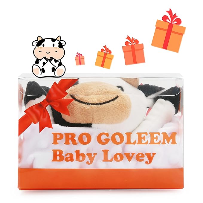 Pro Goleem Cow Security Blanket Soft Loveys for Babies 16 Inch