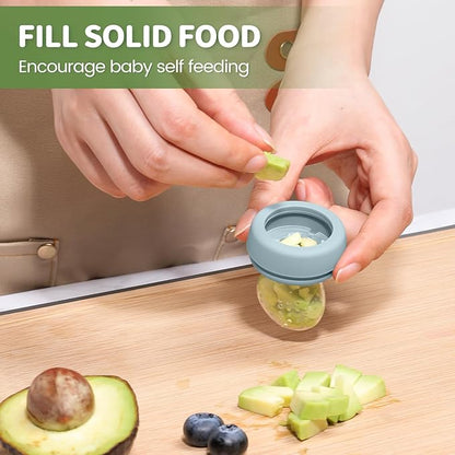 Baby Fruit Feeder with Mini Freezer Tray, 2 Pack Silicone Baby Food Feeder for Batch Prep 2 Extra