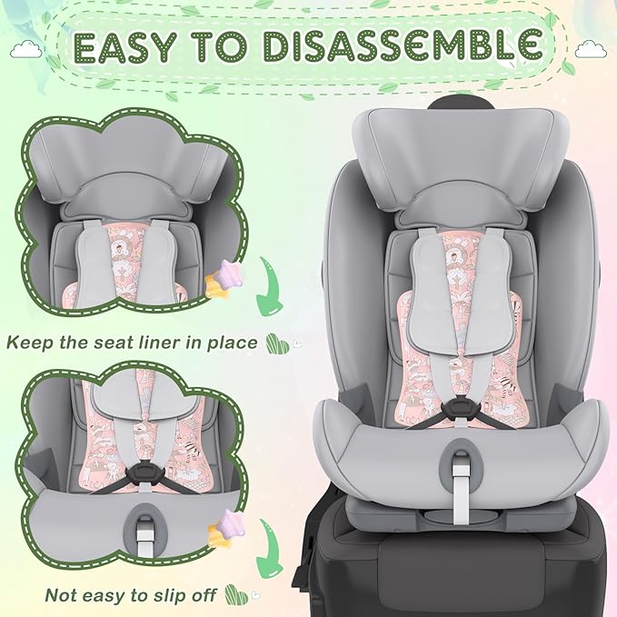 Pinkunn 2 Pcs Gel Car Seat Cooling Pad for Baby Summer Breathable Ice Cushion Multifunctional Ice Stroller Cooler Mat for Stroller Baby Dining Chair Child Safety Seat(Vivid Color,Forest, Animal)