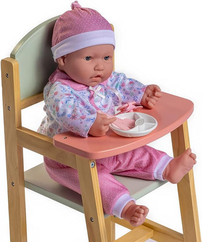 JC Toys Parfait Collection | Deluxe Wooden Doll Toy High Chair 20" | 3+ |