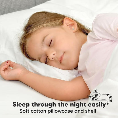 Toddler Pillow with Pillowcase - 13x18 My Little Dreamy Pillow, Organic Cotton Toddler Pillows for Sleeping, Kids Pillow, Travel Pillows, Mini Pillow, Nursery Pillow, Toddler Bed Pillow (Soft White)