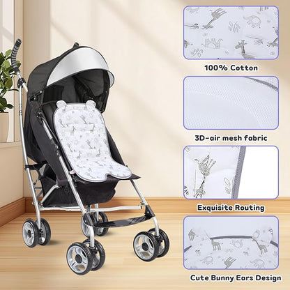 Miracle Baby Car Seat Insert Universal Breathable Baby Stroller Cushion Reversible 3D Air Mesh Cotton Stroller Mat for CarSeat, Buggy, Carrycot, High Chair （Giraffe）