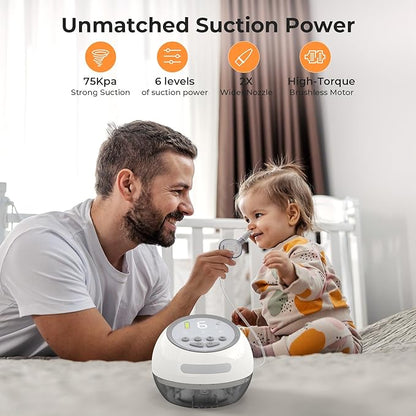 Baby Nasal Aspirator, 75 kPa Powerful Suction 4-in-1 Booger