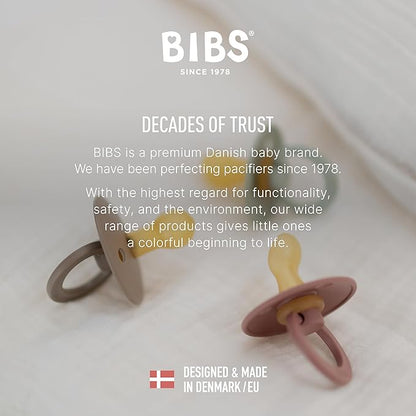 BIBS Pacifiers - Colour 4 Pack | Round Nipple Baby Pacifier 0-6 Months