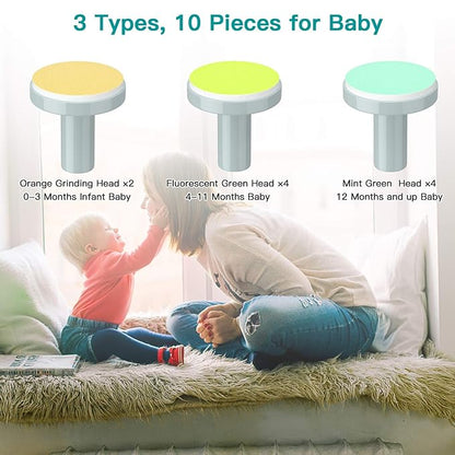 Baby Nail Trimmer Electric Baby Nail File with LED Light 10 Grinding Heads Baby Nail Clippers Safe Quiet Nail Care Kit for Newborn Toddler Kids Toes Fingernails Battery Operated (Not Included) - Grey