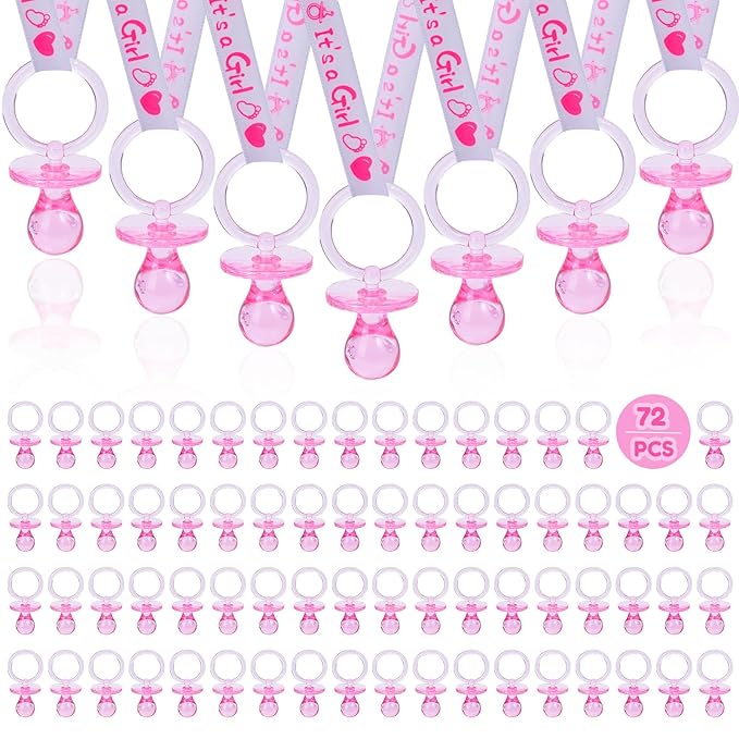72 Baby Shower Pacifiers Necklace, Acrylic Pacifier Necklace