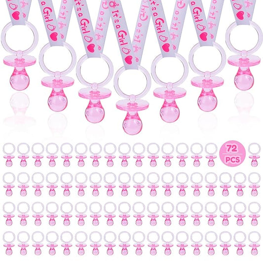 72 Baby Shower Pacifiers Necklace, Acrylic Pacifier Necklace