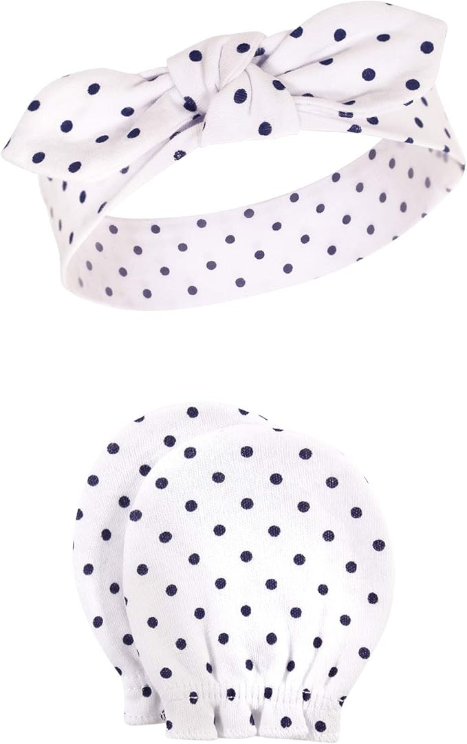 Hudson Baby Baby Girls' Cotton Headband and Scratch Mitten Set