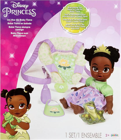 Disney Princess Tiana Baby Doll Deluxe with Tiara, Carrier