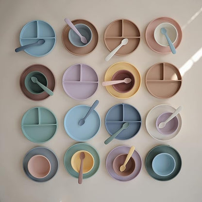 mushie Silicone Baby Feeding Spoons | 2 Pack (Stone/Cloudy Mauve)