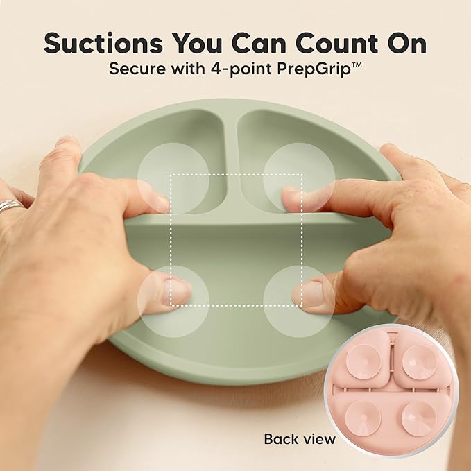 KeaBabies Suction Plates for Baby, Toddler - 3-Pack 100% Silicone Toddler Plates, Divided Baby Plates with Suction, Silicone Plates for Baby, Kids, BPA-Free, Microwave, Dishwasher Safe (Macaron)