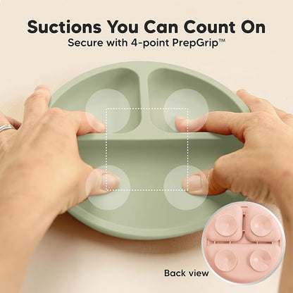 KeaBabies Suction Plates for Baby, Toddler - 3-Pack 100% Silicone Toddler Plates, Divided Baby Plates with Suction, Silicone Plates for Baby, Kids, BPA-Free, Microwave, Dishwasher Safe (Macaron)