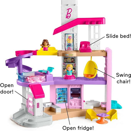 Fisher-Price Little People Barbie Toddler Toy Little DreamHouse Playset with Music Lights & Figures for Pretend Play Kids Ages 18+ Months