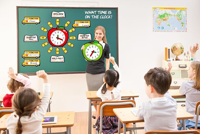 WhatSign Telling Time Bulletin Board Set Telling Time Teaching Clock for Kids 34Pcs Learning to Tell Time Clock Telling Time Clock for Classroom Must Have Bulletin Board Decorations