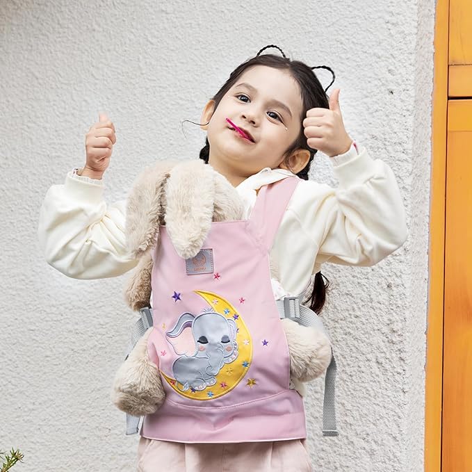 GAGAKU Baby Doll Carrier Kids Toy Baby Carrier Dolls Toy Baby Doll Sling Reborn Baby Doll Carrier with Adjustable Straps for Stuffed Animal Doll Accessories - Pink