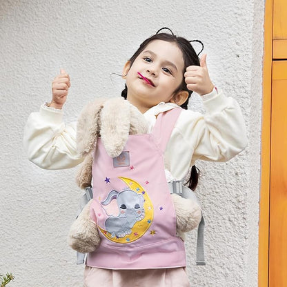 GAGAKU Baby Doll Carrier Kids Toy Baby Carrier Dolls Toy Baby Doll Sling Reborn Baby Doll Carrier with Adjustable Straps for Stuffed Animal Doll Accessories - Pink