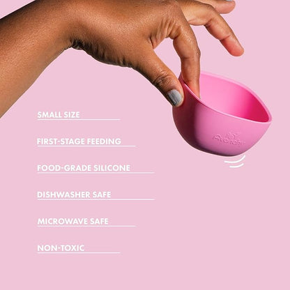 Avanchy Baby Bowls Silicone MINI Prep Bowl Set for Babies Kids Toddler for Feeding Food 4 oz, Black