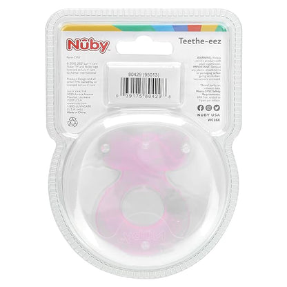 Nuby Silicone Teethe-EEZ Teether with Bristles (Pink-2 Count)