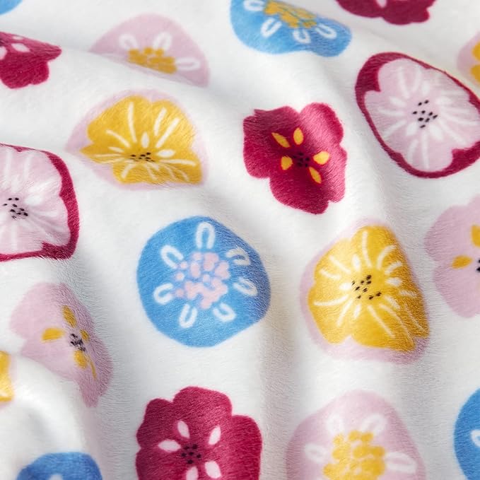 DaysU Silky Micro Soft Plush Baby Blankets for Girls with Print Floral Pattern and Soothing Raised Dots, Double Layer Bed Throws for Baby Crib 30x40 Inches