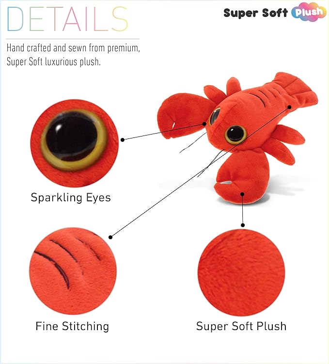 DolliBu Red Lobster Stuffed Animal - Super Soft Big Eyes Lobster Plush, Ocean Stuffed Animal Plush Toy for Boys and Girls -6 Inches