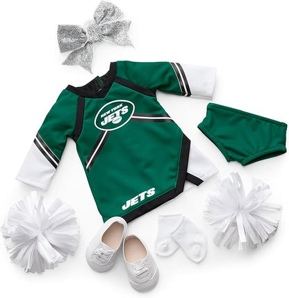 American Girl New York Jets Cheer Uniform 18 inch Doll Clothes with Pom Poms, Green and Black, 5 pcs, Ages 6+